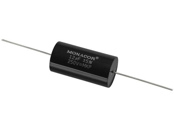 Monacor MKPA-120, Sylindriske, Sort, 12000 nF, 250 V, 46 mm, 23,5 mm