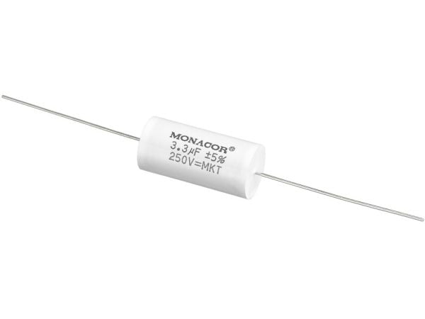 Monacor MKTA-33, Film, Sylindriske, Hvit, 3300 nF, 250 V, 31 mm