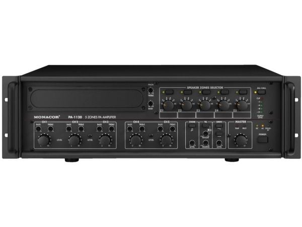 Monacor PA-1120, 5.0 kanaler, 170 W, 1%, 55 - 16000 Hz, Klemmer, 6,3 mm
