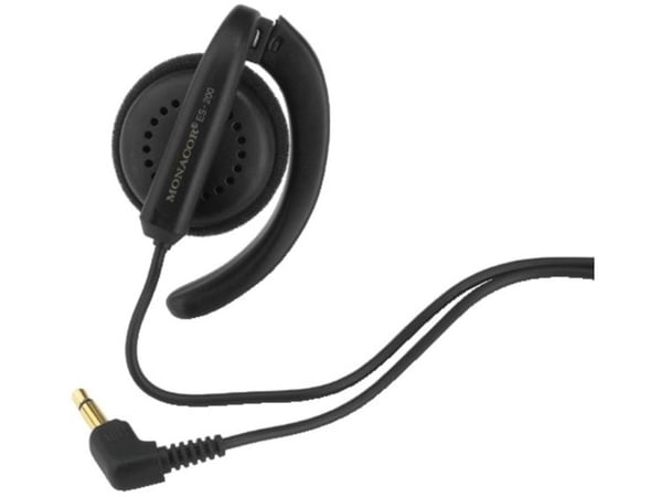 Monacor ES-200, Kuulokkeet, Ear-hook, Musta, 1 m, Langallinen, Korvanpäällis