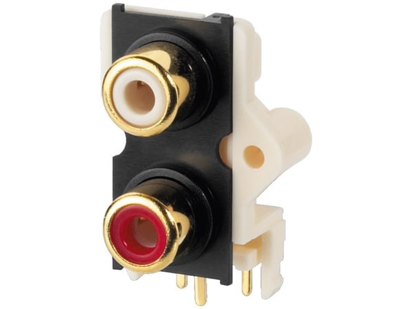 Monacor T-720G, RCA jack, Sort, Rød, Hvid, Metal, Plast, Guld