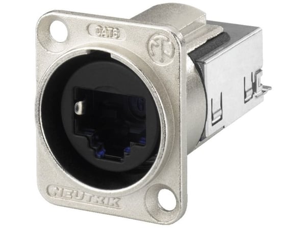 Neutrik NE8FDY-C6, RJ45, Svart, Silver, Nickel, Polykarbonat, Rostfritt stål, Zink, Cat6, Nickel/Guld, IP65