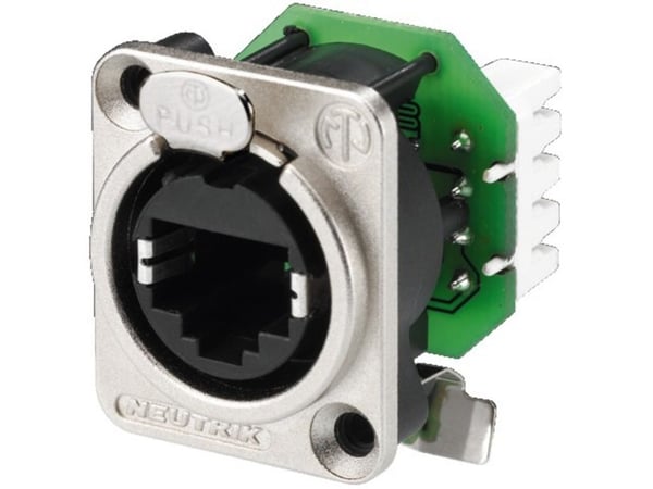 Neutrik NE8FDV-YK, RJ45, Sort, Grønn, Sølv, Hvit, Nickel, Tinnplate, Zink, Cat5e, Nikkel/gull, TIA/EIA 586B, IEC11801, UL 94 V-0