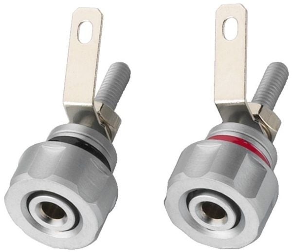 Monacor BP-410, speaker terminals, Silver, Nickel