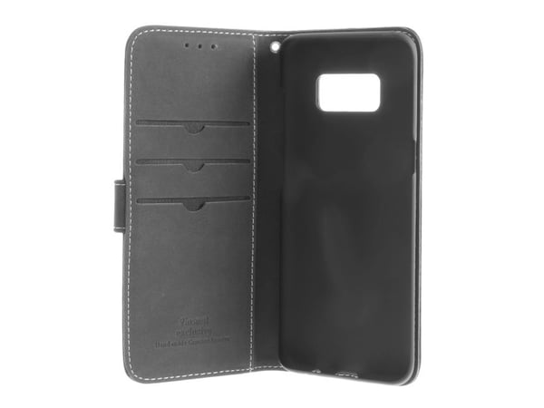 Insmat Flip Case - Lommebok for mobiltelefon - ekte skinn - svart - for Samsung Galaxy S8