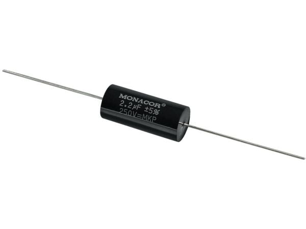 Monacor MKPA-22, Film, Sylindriske, Sort, 2200 nF, 250 V, 31 mm