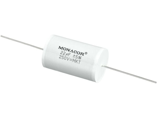 Monacor MKTA-220, Film, Sylindriske, Hvit, 22000 nF, 250 V, 46 mm
