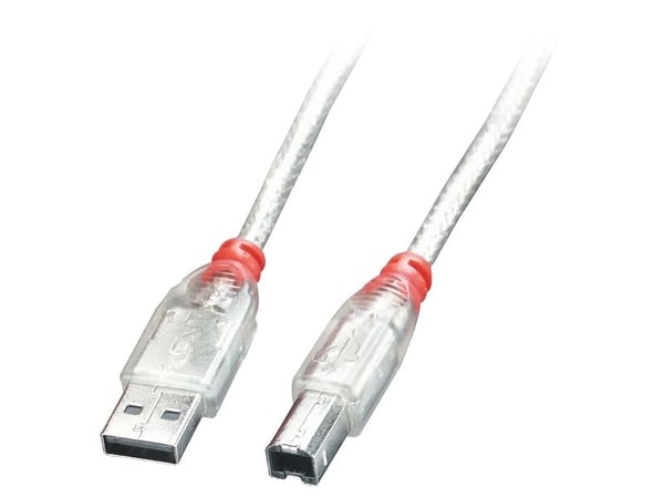 Lindy 41755, 5 m, USB A, USB B, USB 2.0, 0,48 Gbit/s, Gjennomsiktig