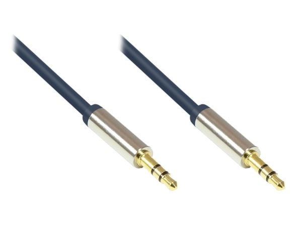 Lyd tilkoblingskabel High-Quality 3,5 mm 2x jackplugg, helmetallhus, mørkeblå, 5 m, Good Connections (GC-M0043)