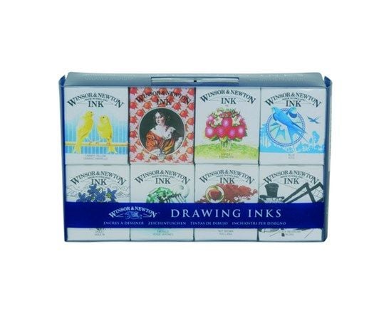 Winsor & Newton 5012572402484, Musta, Sininen, Ruskea, Oranssi, Violetti, Keltainen, 14 ml, 8 kpl, Valikoidut värit