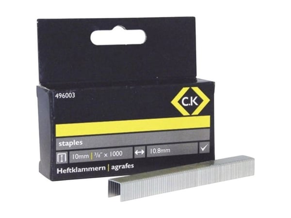 C.K Tools 496003, Pakke med stifter, 1 cm, 1000 stifter, Stål, C.K 496001