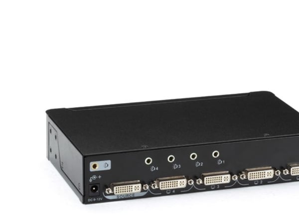 Black Box DVI-D Splitter with Audio and HDCP, 1 x 4 - Video/lyd-splitter - 4 x DVI + 4 x lyd - stasjonær - TAA-samsvar