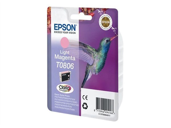 Epson T0806 - 7.4 ml - lys magenta - original - blister - blekkpatron - for Stylus Photo P50, PX650, PX660, PX700, PX710, PX720, PX730, PX800, PX81...