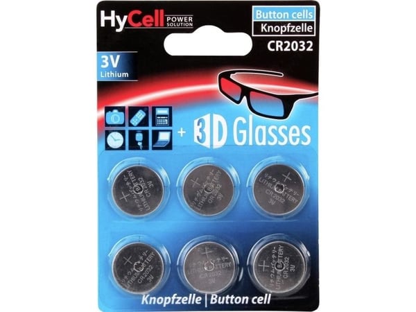 HyCell 1516-0026, Engangsbatteri, CR2032, Lithium, 3 V, 6 stykker, Sølv