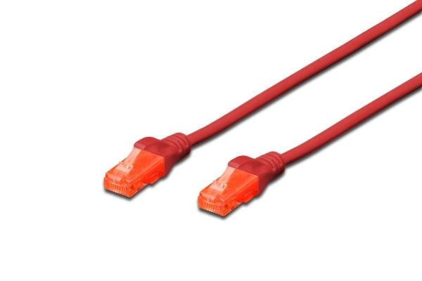 DIGITUS Professional - Patchkabel - RJ-45 (han) til RJ-45 (han) - 25 cm - UTP - CAT 6 - booted, halogenfri, knastfri - rød