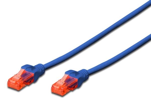 DIGITUS Professional - Koblingskabel - RJ-45 (hann) til RJ-45 (hann) - UTP - CAT 6e - halogenfri, formstøpt, uten hindringer - blå