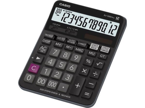 Casio DJ-120D Plus - Skrivbordskalkylator - 12 siffror - batteri, solcellspanel