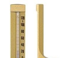 Maskintermometer, 1/2''x63 mm - 0-120C, H=150, Messing-udførelse, vinkel udgave
