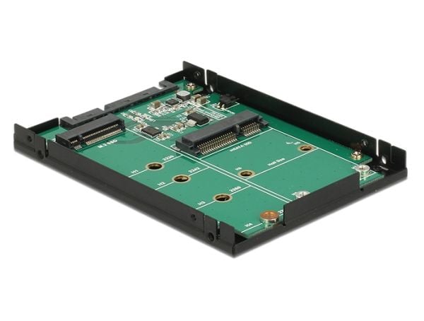 Delock 2,5" Converter SATA 22 pins > 1 x M.2 nøkkel B + 1 x mSATA - 9.5 mm - Lagringskontroll - mSATA, M.2 - M.2 Card / mSATA - SATA 6Gb/s