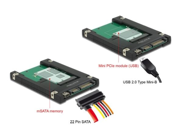 Delock - Tallennusohjain - 2.5" mSATA/M.2:een