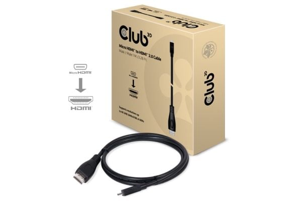Club 3D CAC-1351 - HDMI-kabel - 19 pin micro HDMI Type D hann til HDMI hann - 1 m - 4K-støtte