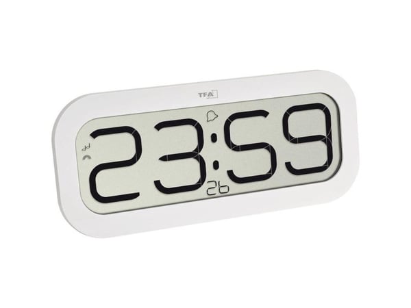 TFA-Dostmann 60.4514, Bord, Digital klokke, Oval, Hvit, LCD, 321 mm