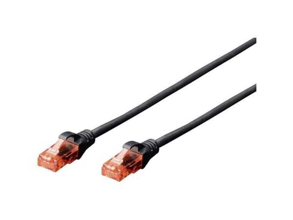 DIGITUS Professional - Patch-kabel - RJ-45 (hane) till RJ-45 (hane) - 25 cm - UTP - CAT 6 - IEEE 802.3 - halogenfri, formpressad, hakfri - svart