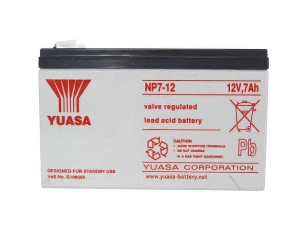 Yuasa NP7-12, Forseglet blysyre (VRLA), 12 V, Hvit, 7000 mAh, 2,65 kg