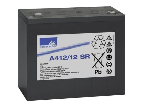 GNB Sonnenschein A412/12 SR blybatteri 12 V 12 Ah blygel 181 x 157 x 76 mm flatstift 6,35 mm vedlikeholdsfritt