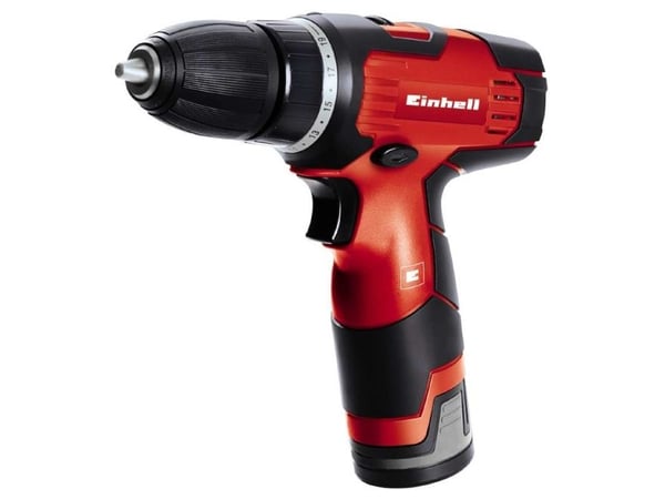 Einhell TH-CD 12-2 Li, Boremaskin med pistolgrep, Nøkkelløs, Sort, Rød, 1 cm, 350 RPM, 1300 RPM