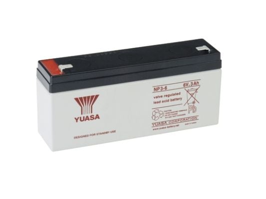 Yuasa NP3-6, Forseglet blysyre (VRLA), 6 V, Hvit, 3000 mAh, 630 g