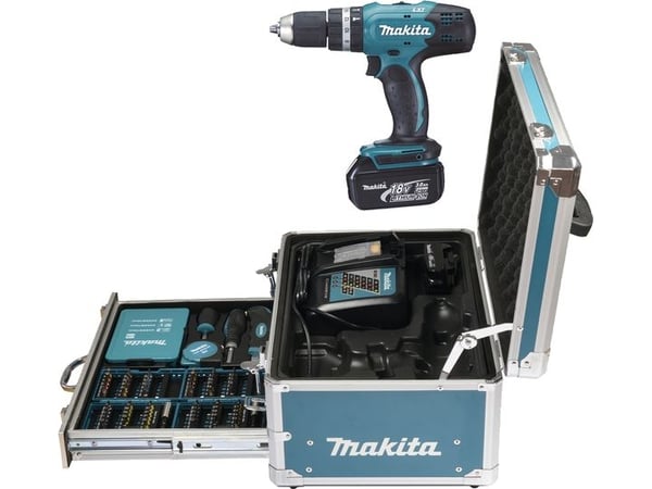 Makita DHP453RFX2 - Hammerbor/driver - trådløs - 2 hastigheter - nøkkelfri borhylse 13 mm - 42 N·m - 2 batterier - 18 V