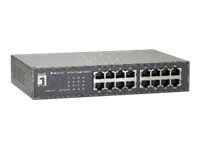 LevelOne GEU-1621 - Switch - ohanterad - 16 x 10/100/1000 - rackmonterbar, väggmonterbar