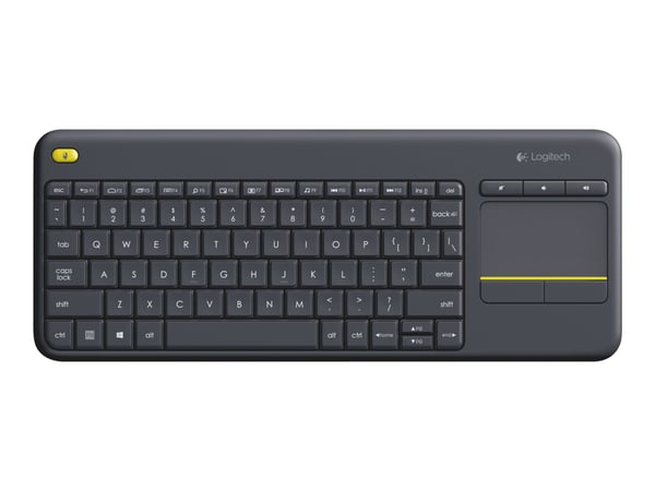 Logitech Wireless Touch Keyboard K400 Plus - Tangentbord - med pekplatta - trådlös - 2.4 GHz - AZERTY - belgisk - svart