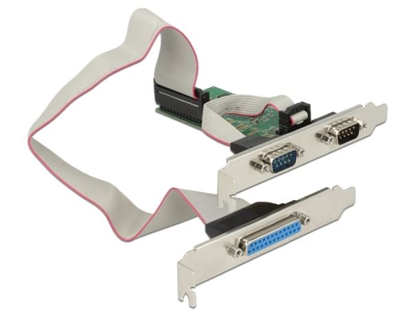 Delock PCI Express-kort > 2 x seriell RS-232 + 1 x parallell - Parallell/seriell-adapter - PCIe 2.0 lavprofil - RS-232 x 2 + IEEE 1284 x 1