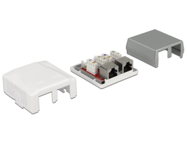 DeLOCK 86197, 2 x RJ-45, Valkoinen, TIA-568A/B, 59 mm, 61 mm, 29,5 mm