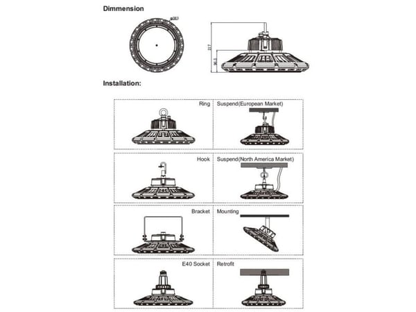 Synergy 21 LED Spot pendellampe UFO 150W for industrilager cw 120 DIM