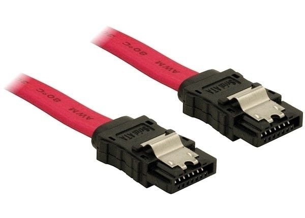 Delock - SATA-kabel - Serial ATA 150/300 - SATA (hunn) til SATA (hunn) - 50 cm - låst, rett kontakt - rød