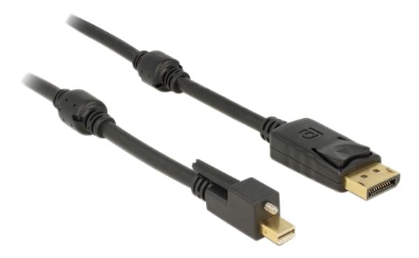 Delock - DisplayPort kaapeli - DisplayPort (han) til Mini DisplayPort (han) - 1 m - tommelskruer - sortti