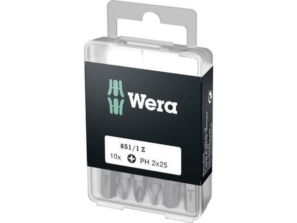 Wera 851/1 Z DIY SiS 05072401001 Krysssporbit PH 2 Verktøystål Legering, slitesterk D 6,3 10 stk.