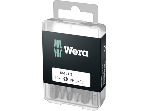 Wera 851/1 Z DIY SiS 05072402001 Krysssporbit PH 3 Verktøystål Legering, slitesterk D 6,3 10 stk.