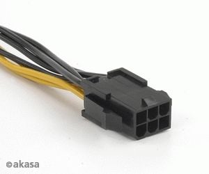 Akasa - Strømadapter - 6-pins PCIe-strøm til strøm 8-pin +12V - 15 cm