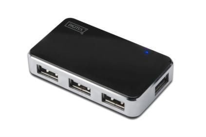 Digitus USB 2.0 Swivel Hub 4-Port, 480 Mbit/s, Musta