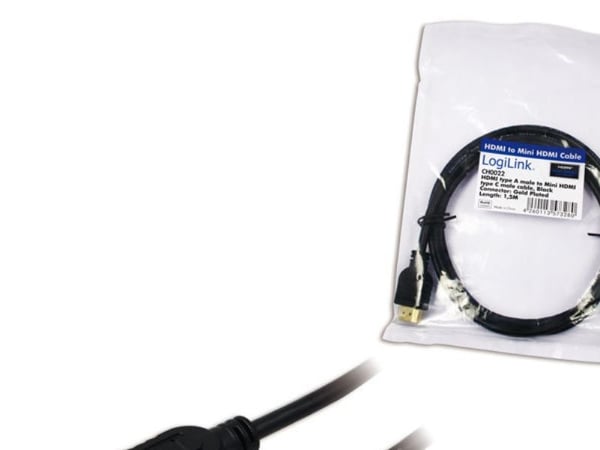 LogiLink CH0022, 1,5 m, HDMI-tyyppi A (vakio), HDMI Type C (Mini), 8,16 Gbit/s, Musta