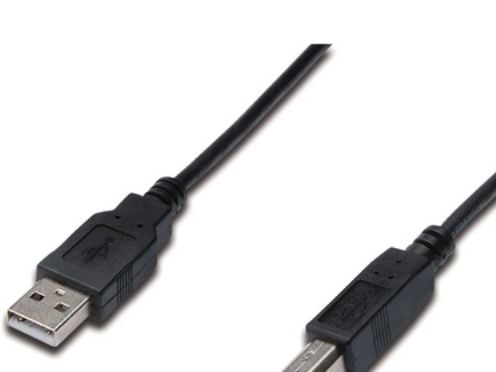 ASSMANN - USB-kaapeli - USB (uros) - USB Type B (uros) - USB 2.0 - 1,8 m - muotoiltu - musta