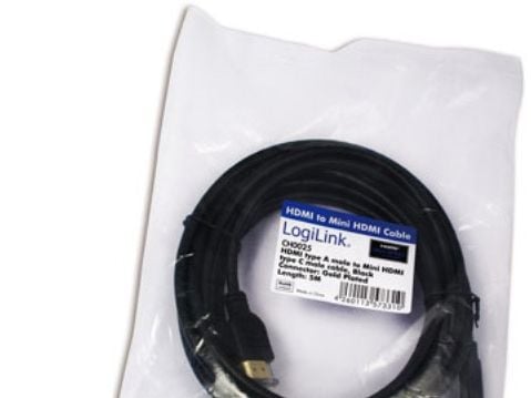 LogiLink High Speed with Ethernet - HDMI-kabel med Ethernet - HDMI hann til 19 pin mini HDMI Type C hann - 1 m - svart