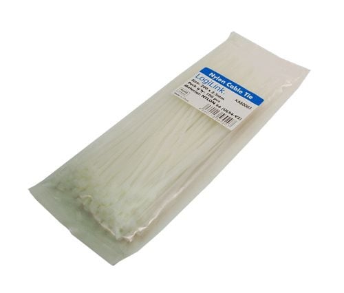 LogiLink KAB0003, Nylon, Vit, 200 mm, 2,5 mm, 100 styck