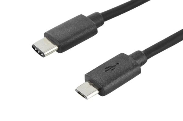 ASSMANN - USB-kabel - mikro-USB typ B (hane) till USB-C (hane) - USB 2.0 - 1.8 m - formpressad - svart