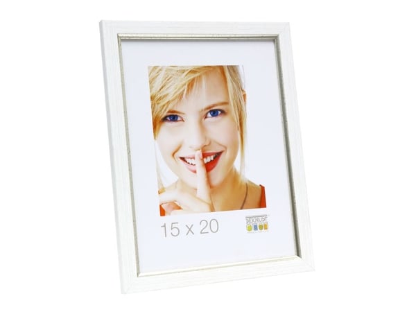 Deknudt S46AF1, Enkel bilderamme, Plast, Sølv, Hvit, 15 x 20 cm, Rektangulær, Landskap