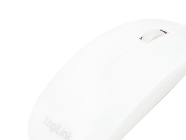 LogiLink Slim - Mus - høyre- og venstrehåndet - optisk - 3 knapper - kablet - USB - hvit